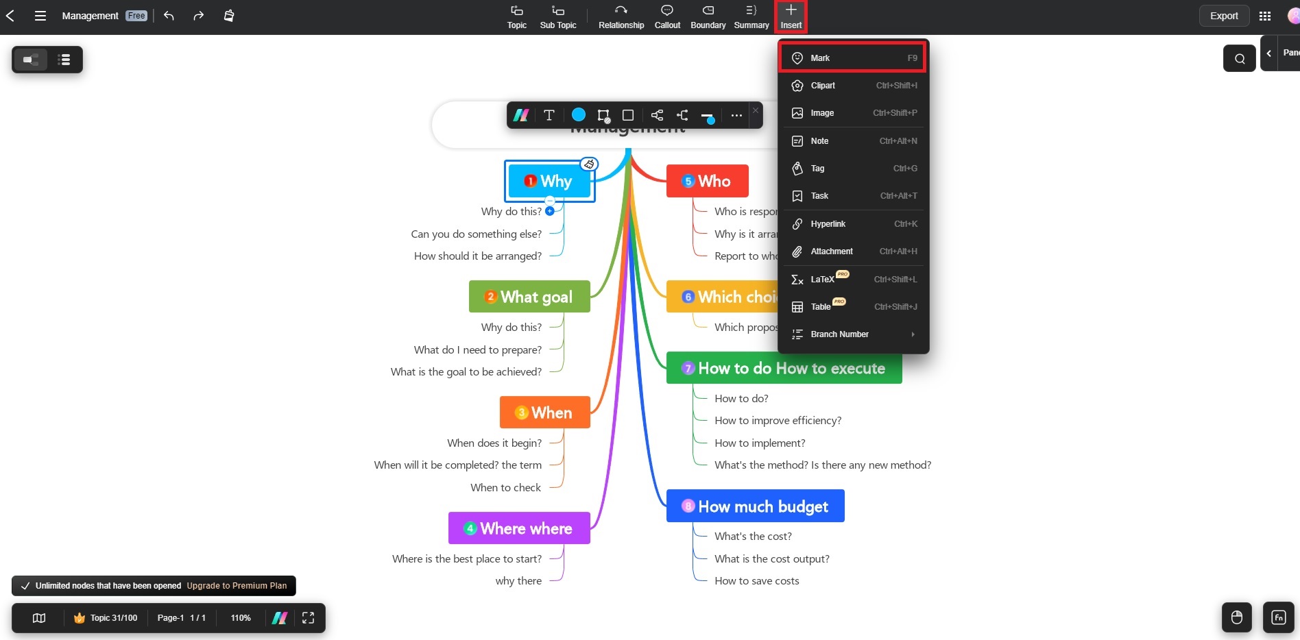 adding marks via insert