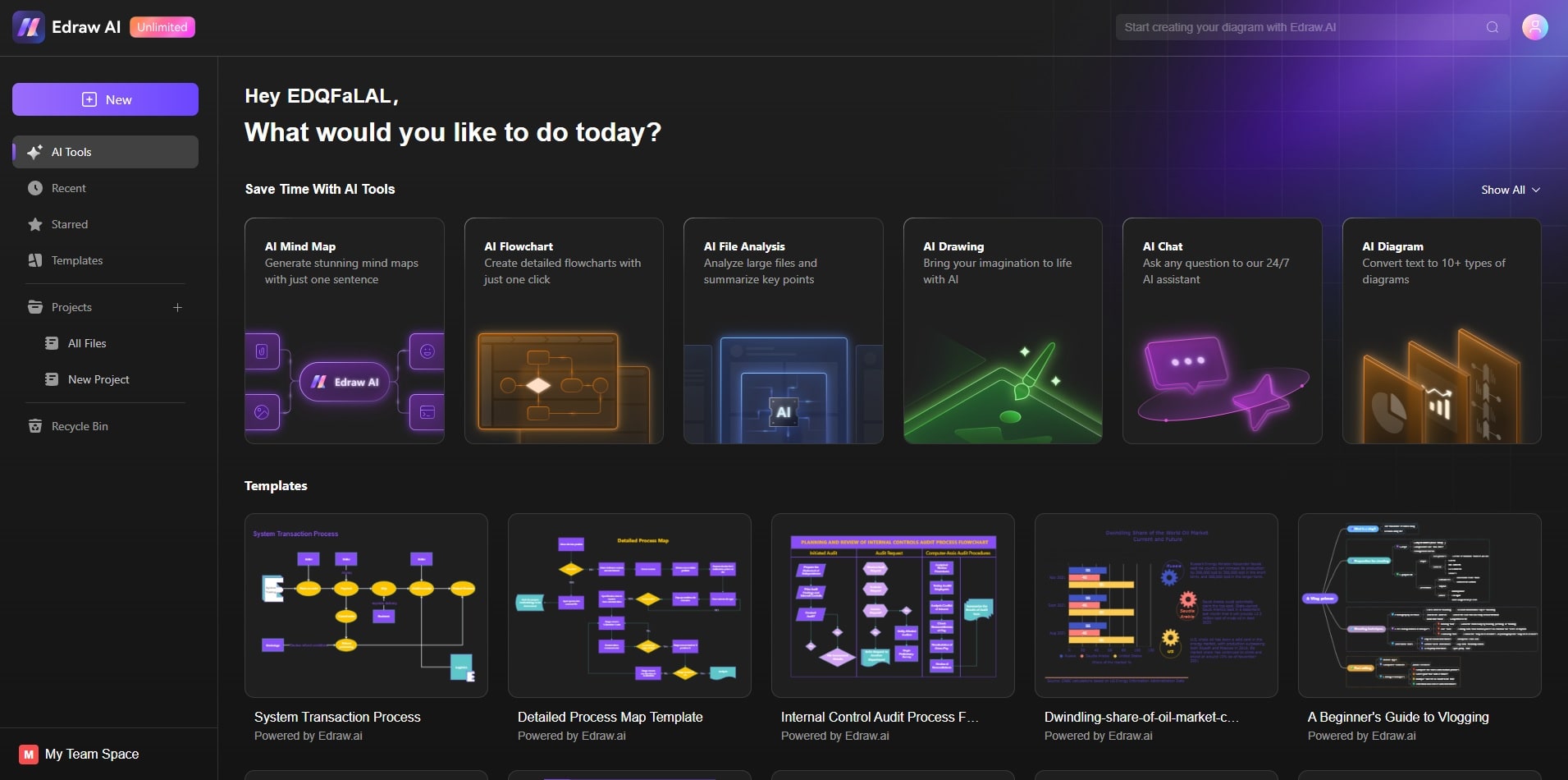 edraw.ai main user interface