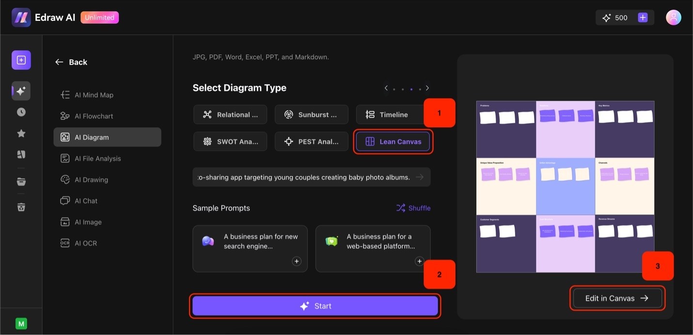 lean canvas generator 