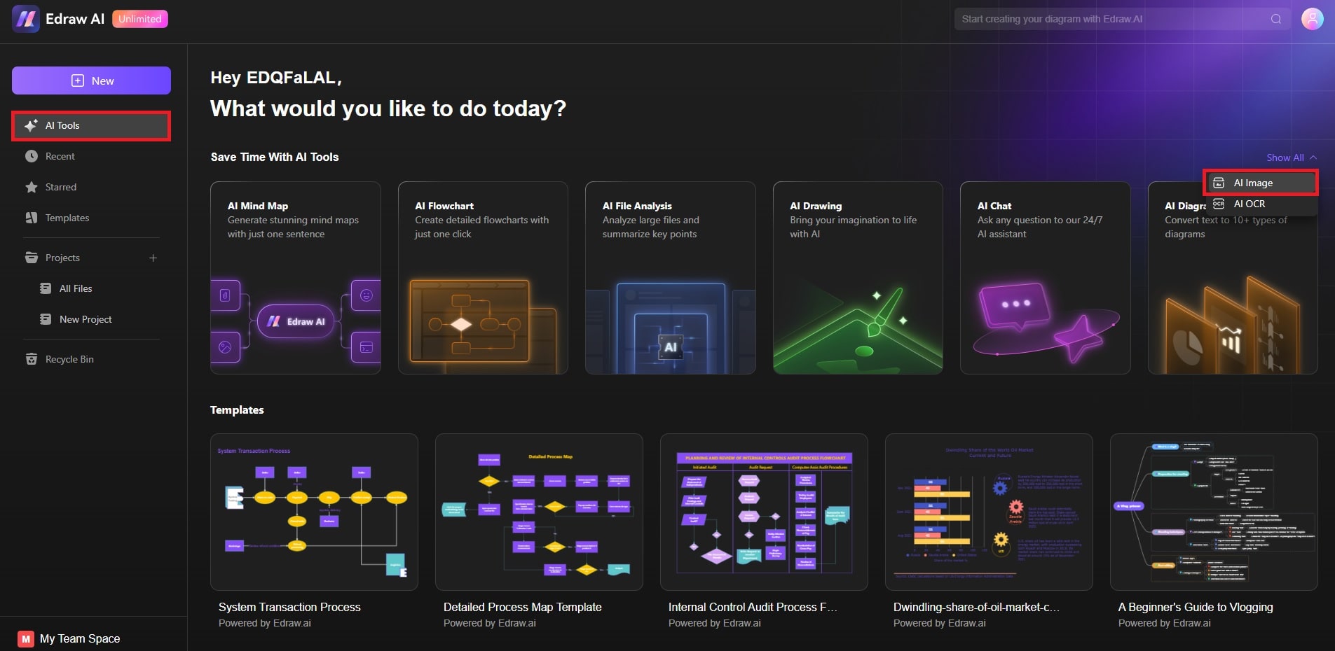 edraw.ai ai tools interface