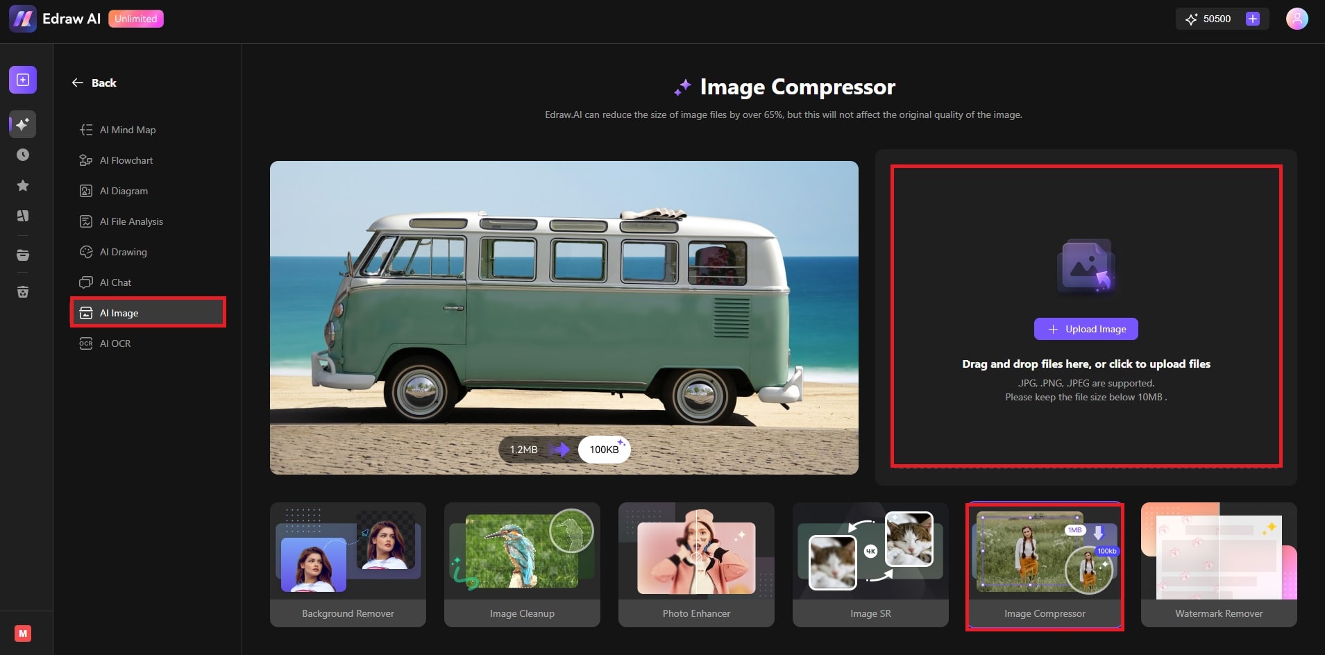 ai image compressor tool