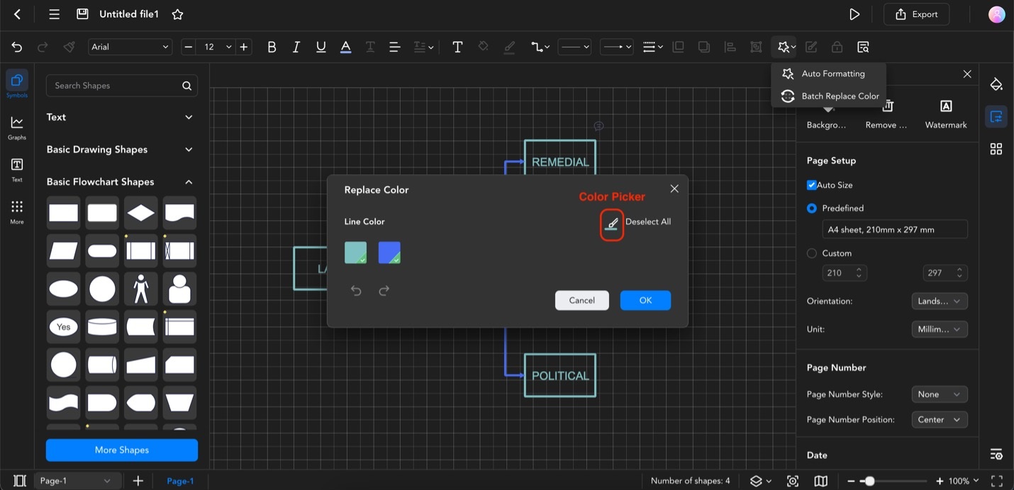 batch replace color interface