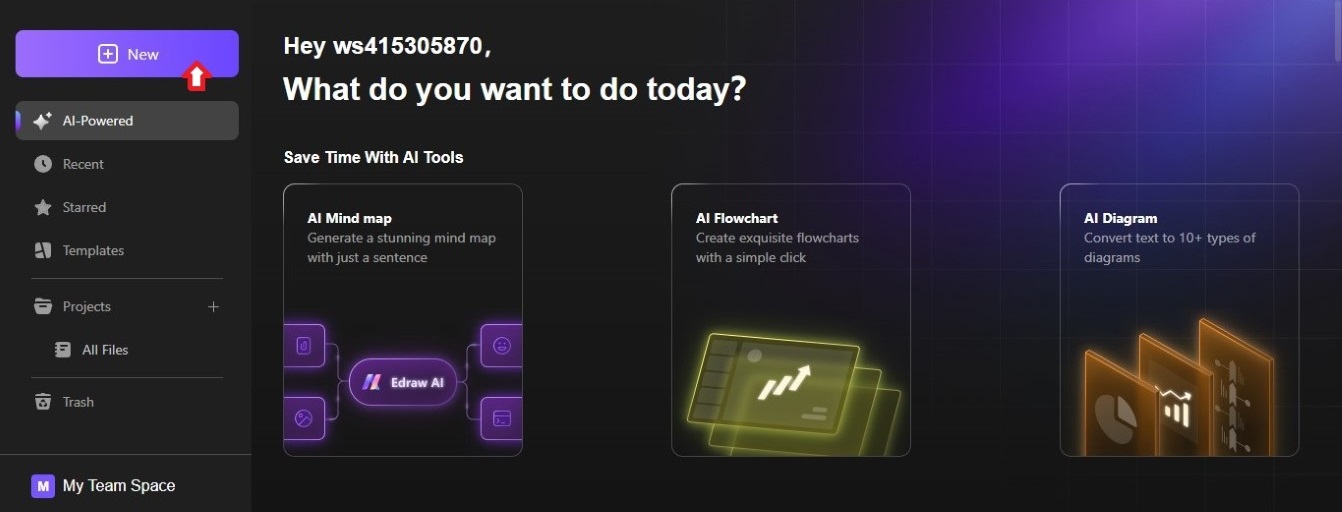 edraw ai dashboard interface