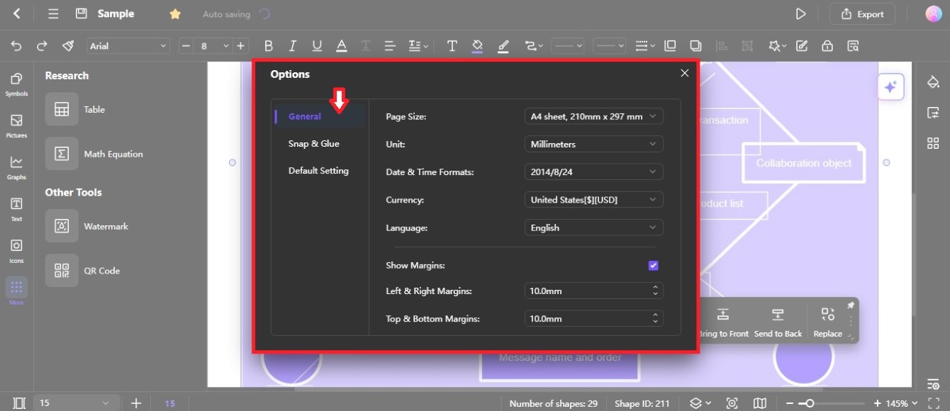 edraw.ai general default setting