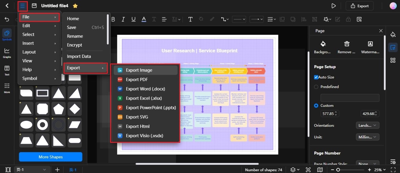 supported file formats for export