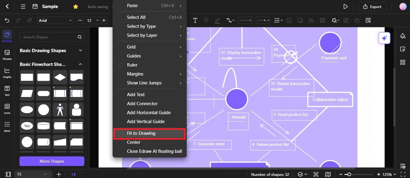 view diagram as fit to drawing