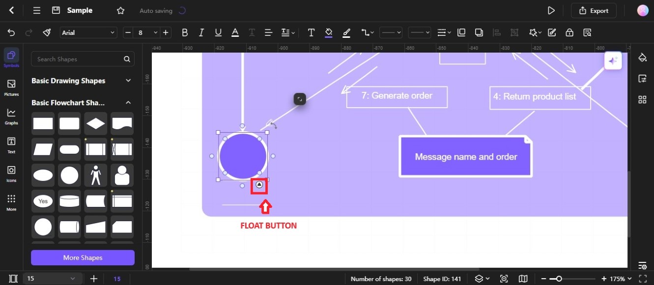 float button in a diagram