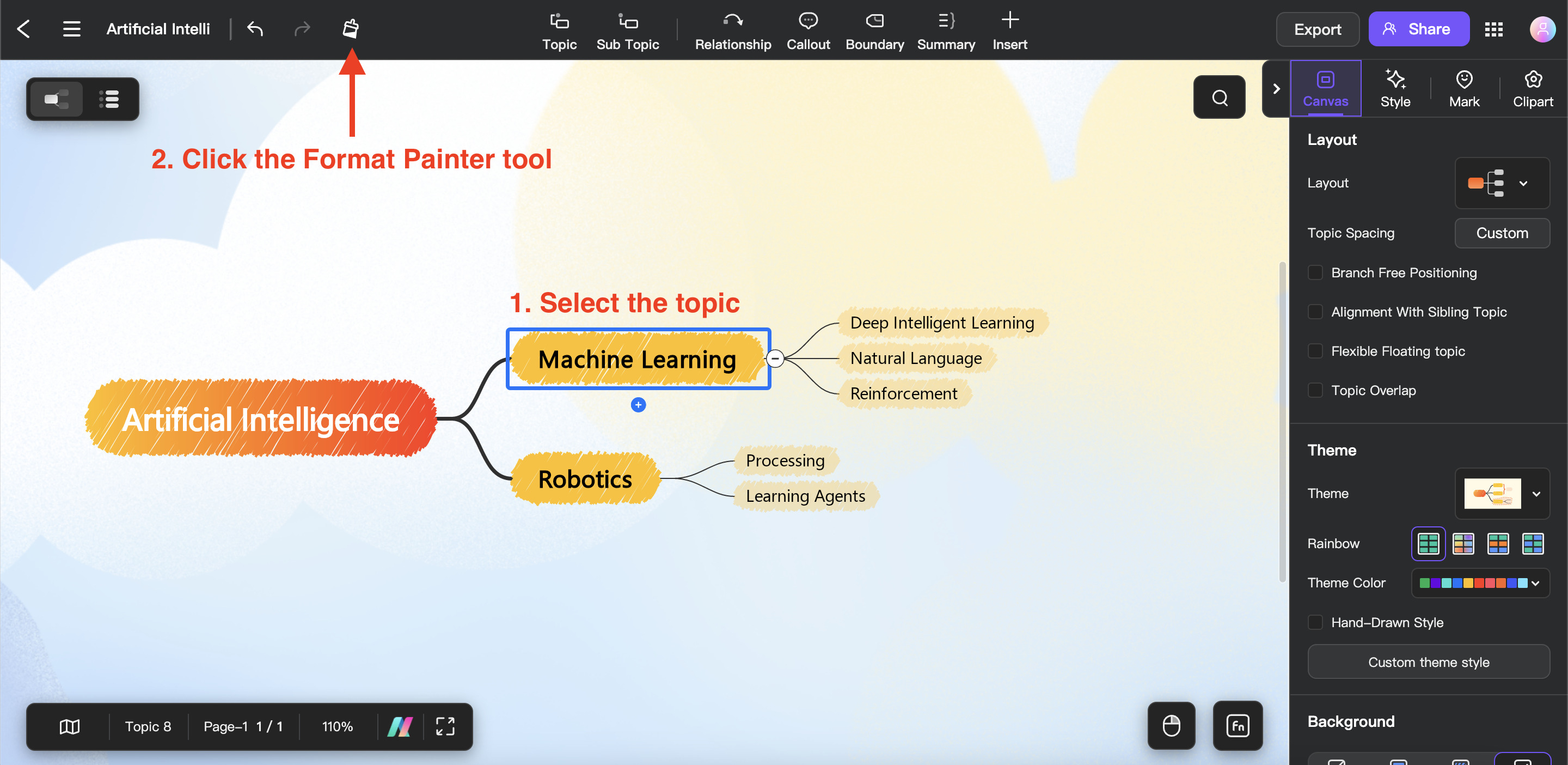 mind map format painter