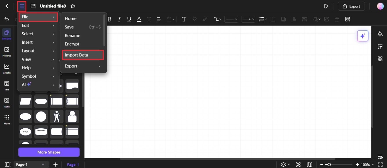 import data to create diagram