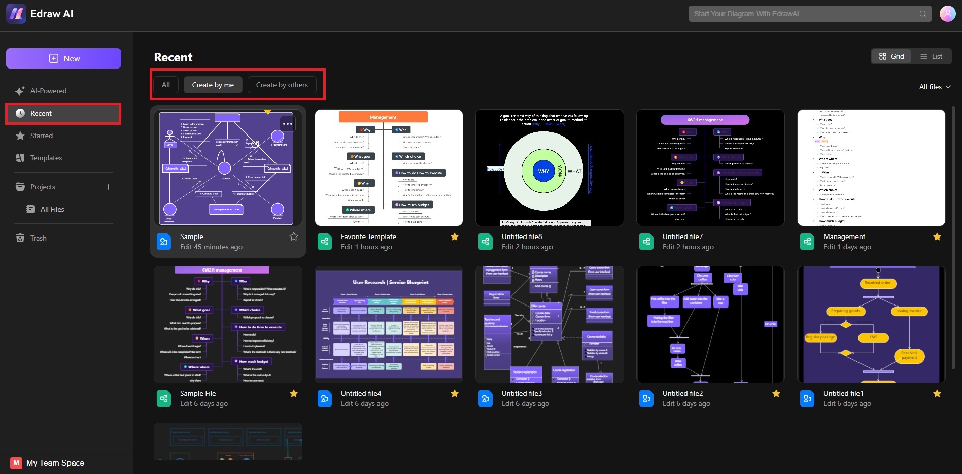 personal templates on recent