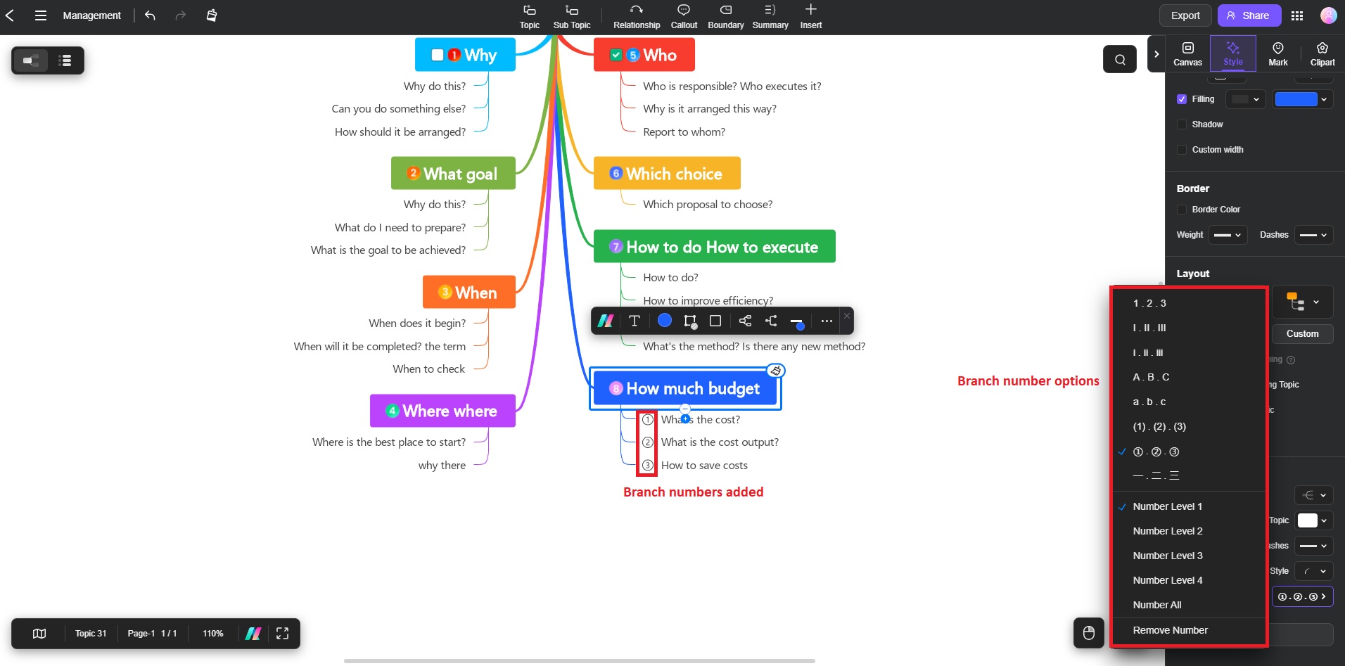 choosing branch numbers