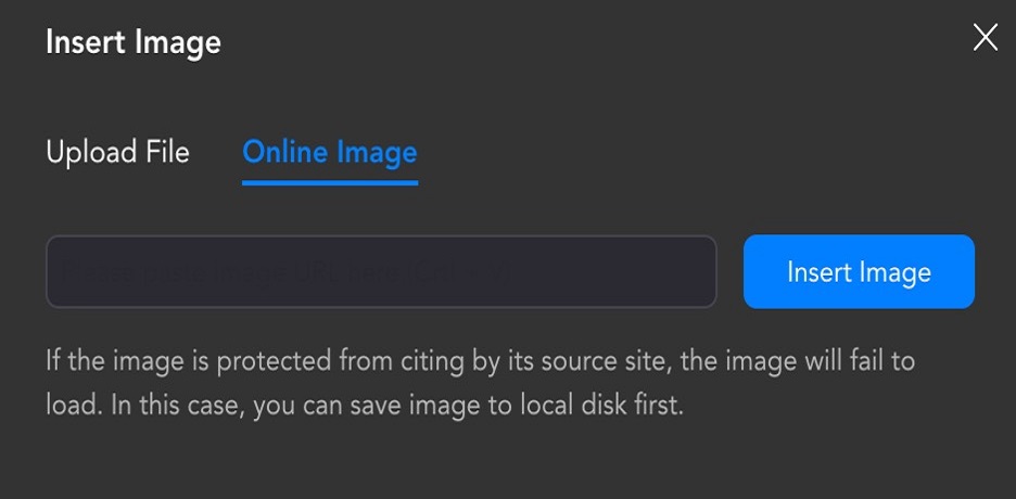 online image insert image menu