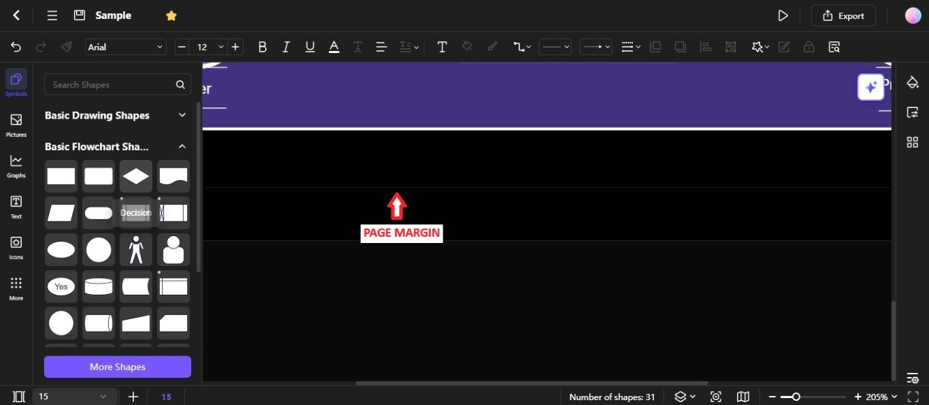 page margin in the diagram