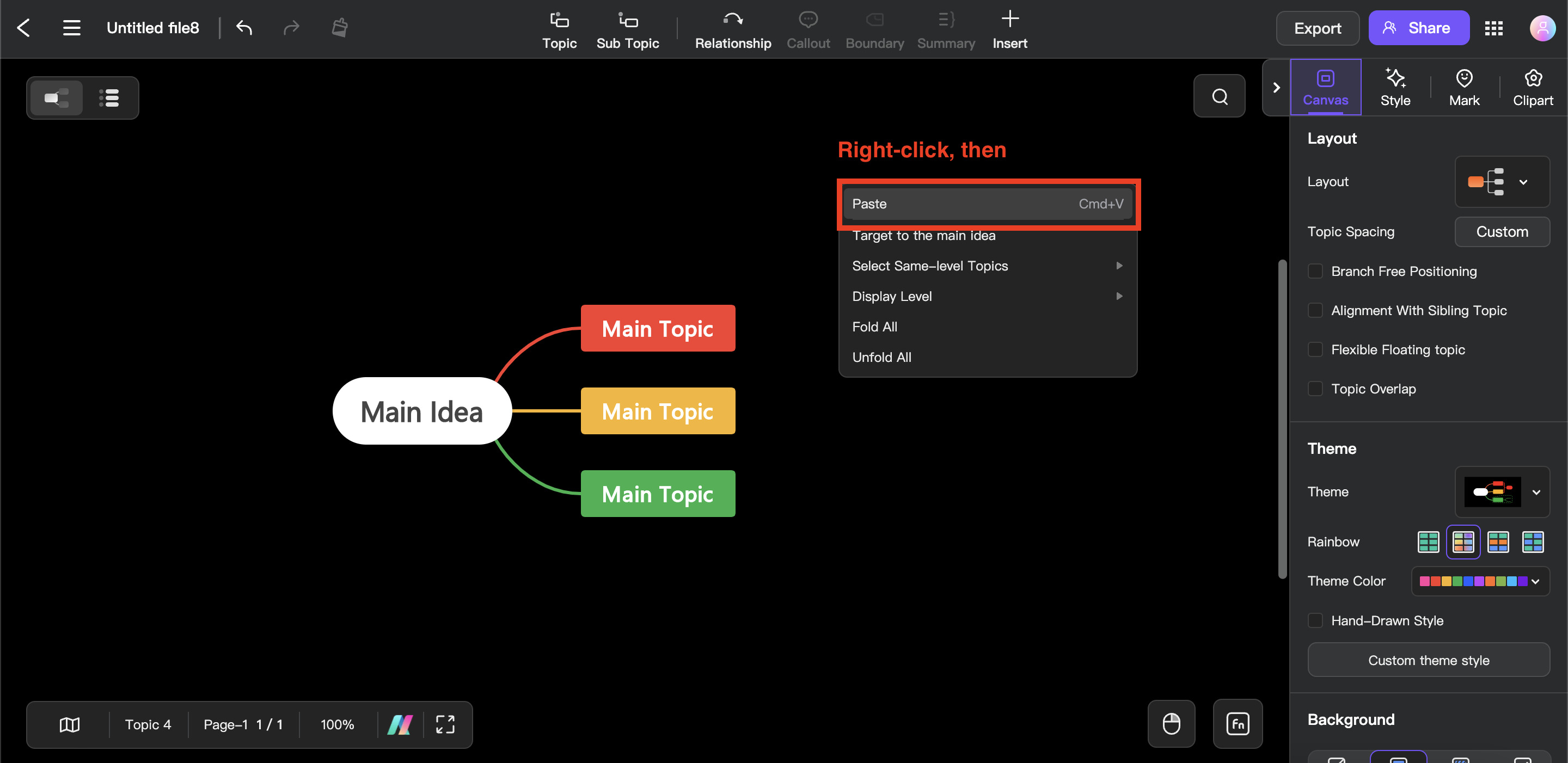 paste floating topic