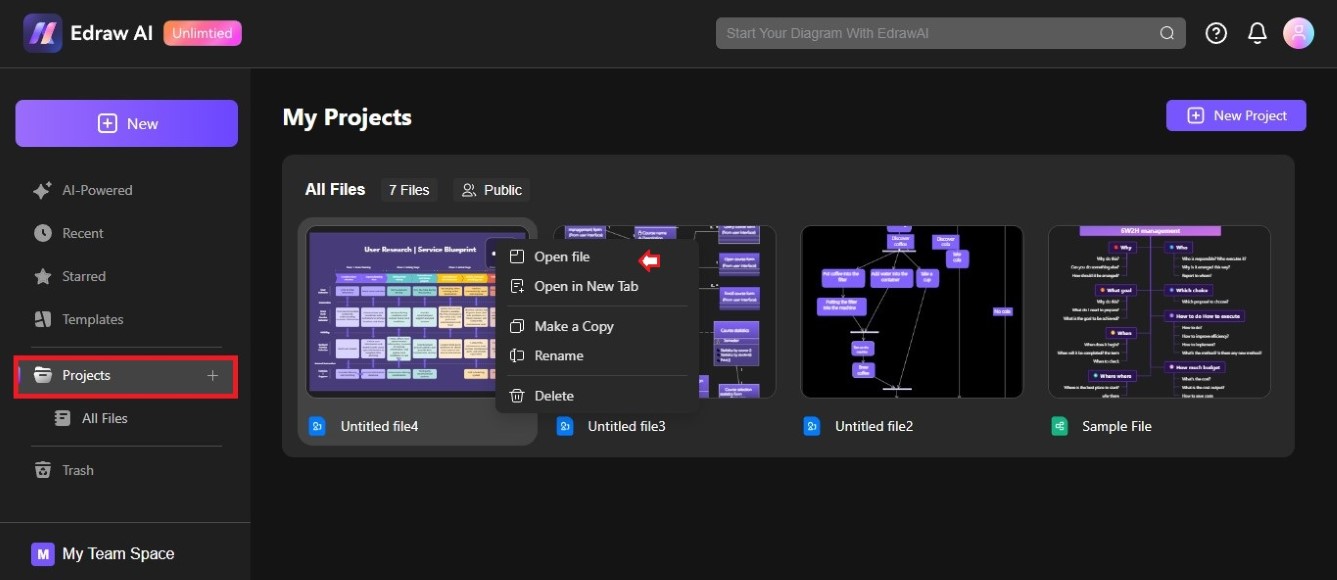 open files from project