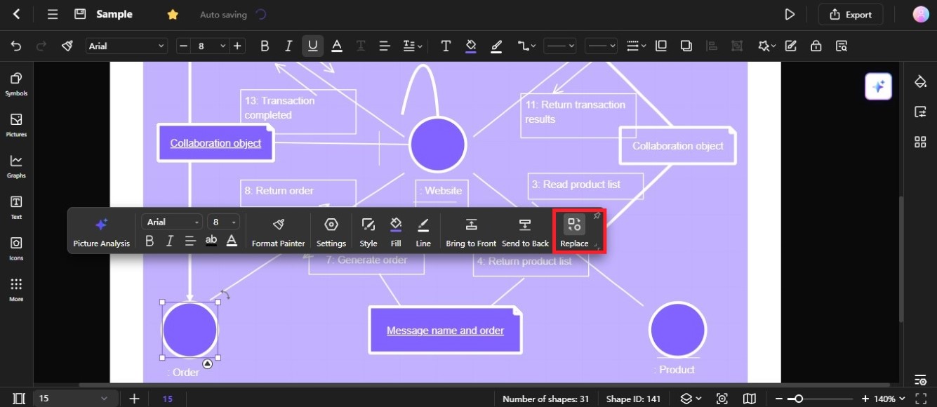 replace diagram shapes