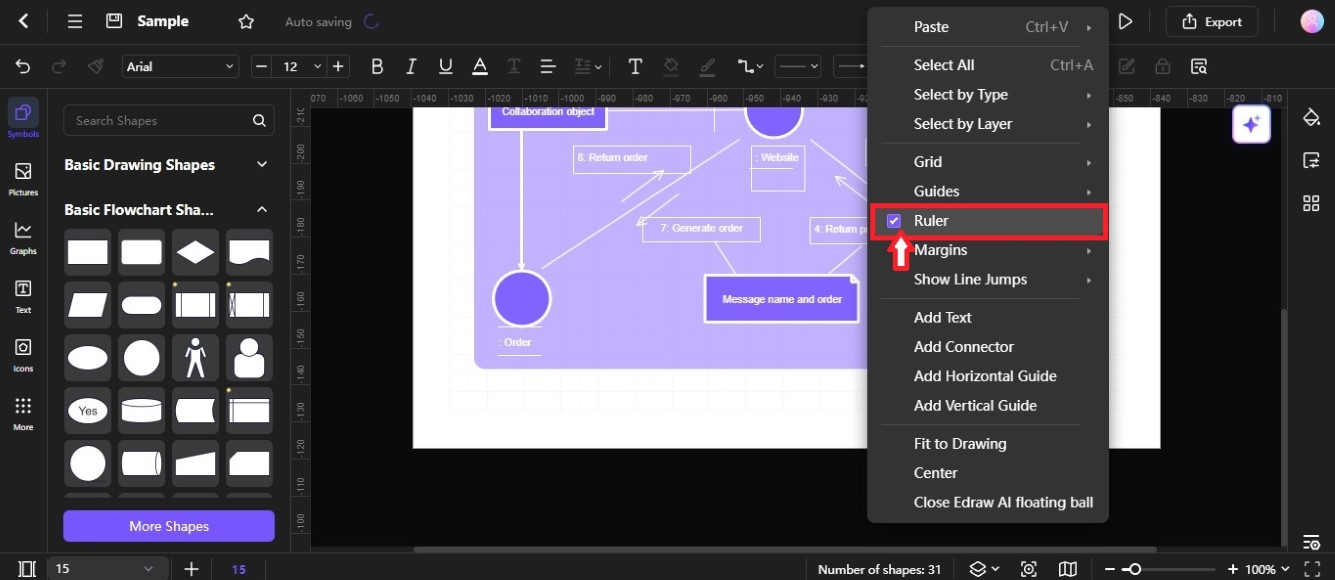 show ruler in diagram editing canvas