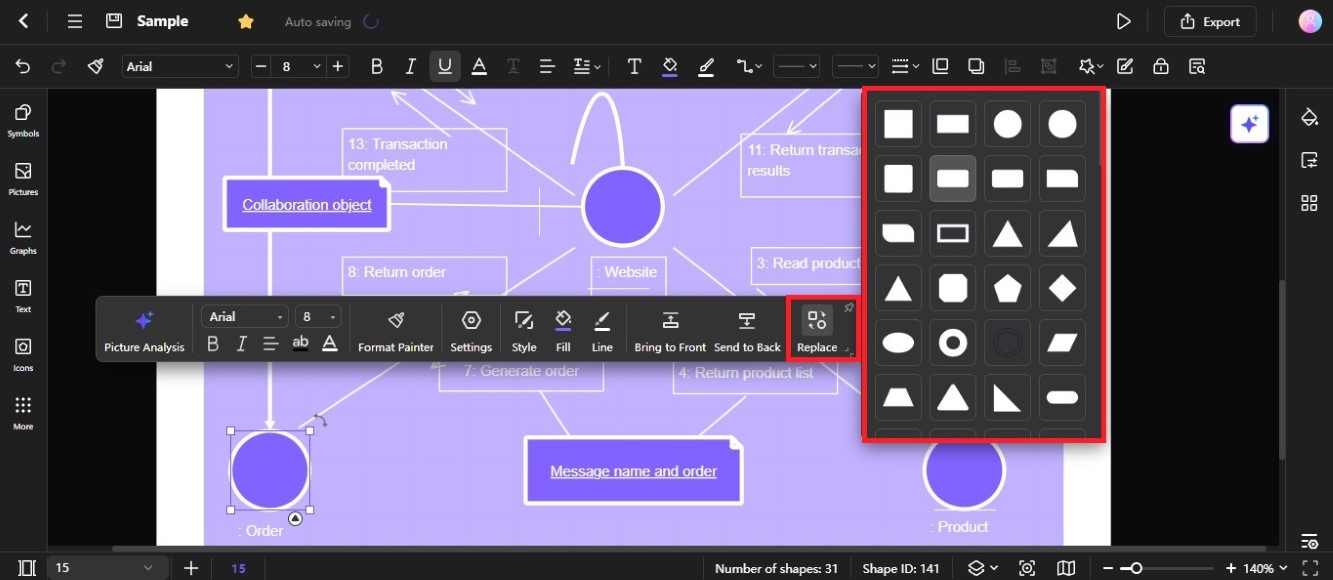 Select new shape for the diagram