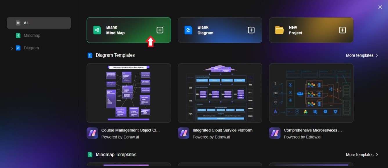 edraw ai create blank mind map