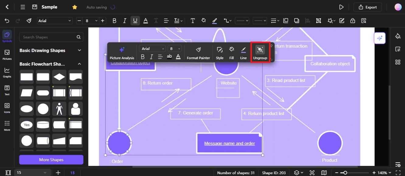 how to ungroup shapes