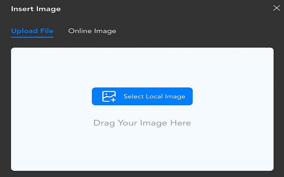 upload file insert image menu