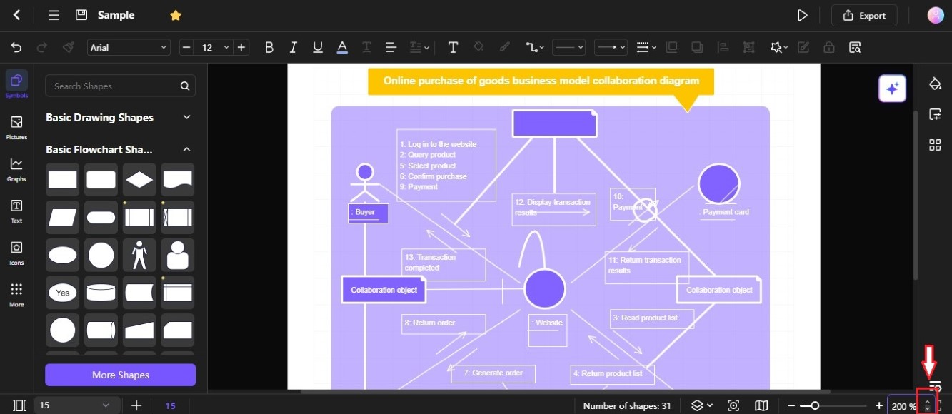 zoom out diagram using up-down control